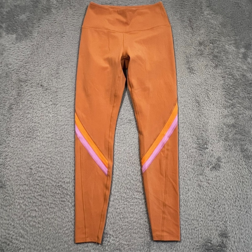 Athletic Leggings Burnt‎ Orange Excellent High Rise Chevron Stripe Women Size S
